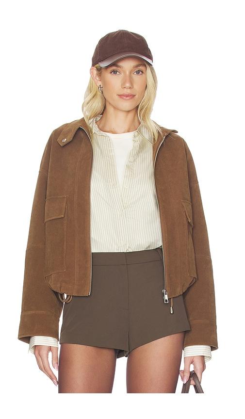 apparis kate sans suede bomber jacket in brown.
