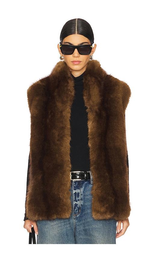apparis laila mink vest in brown.