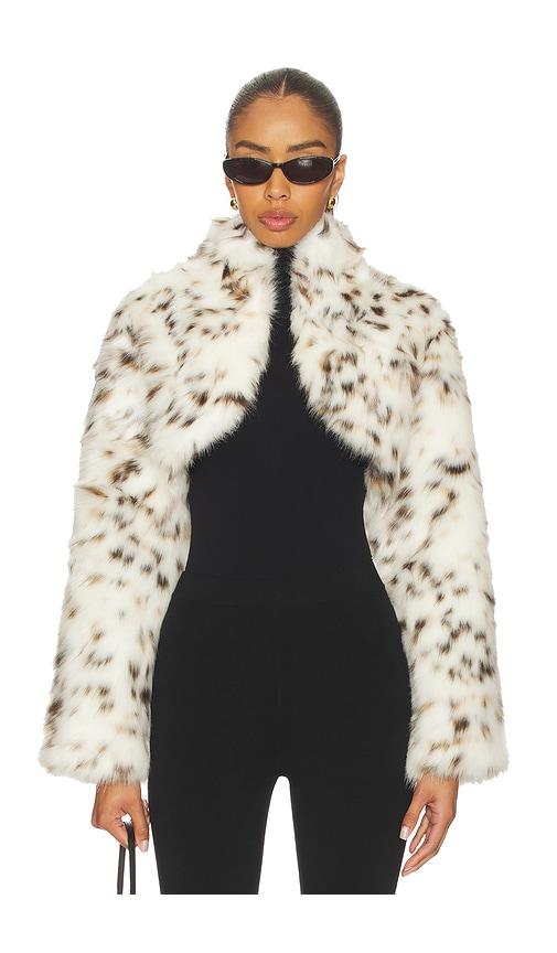 apparis odette snow leopard bolero in white,brown.