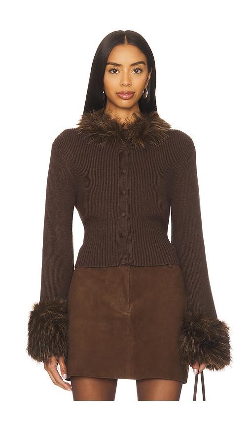 apparis rosa cardigan in brown.