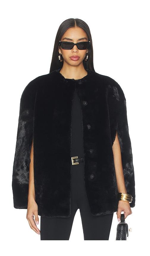apparis sloane cape in black.