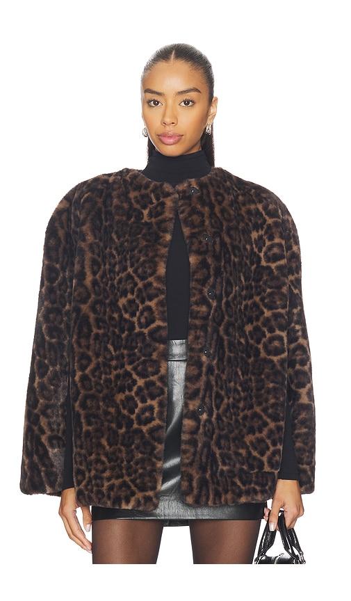 apparis sloane leopard cape in brown.