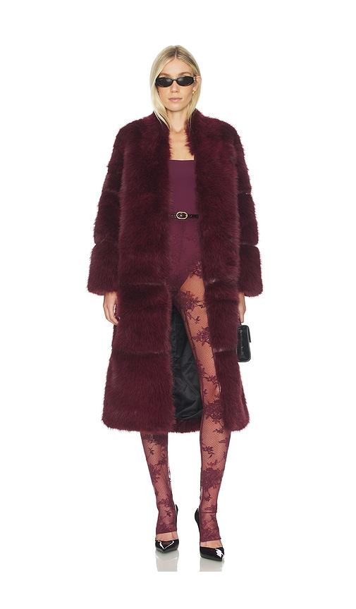 apparis sylke sable coat in burgundy.