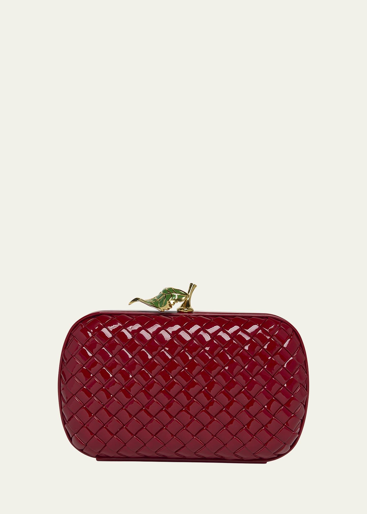 apple knot patent leather clutch bag