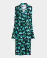 apple-print midi wrap shirtdress