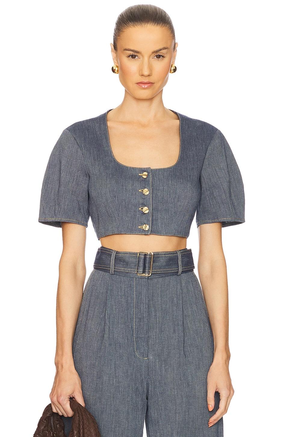 apron puff sleeve crop top