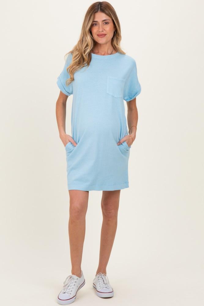 aqua blue maternity t-shirt mini dress