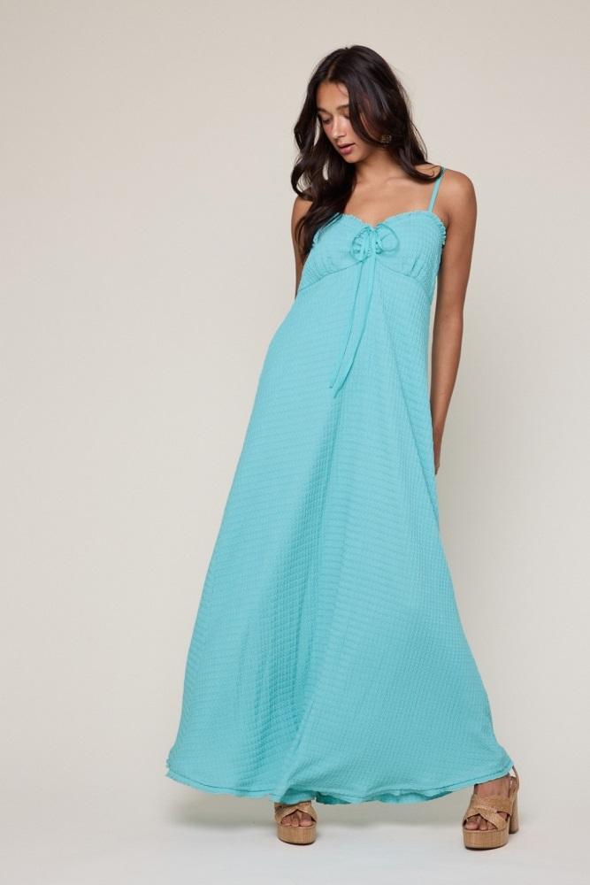 aqua knit contrast stitch detail midi dress