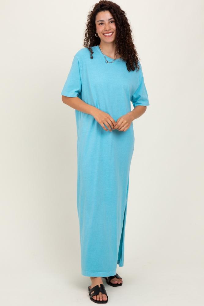 aqua short sleeve knit t-shirt maxi dress