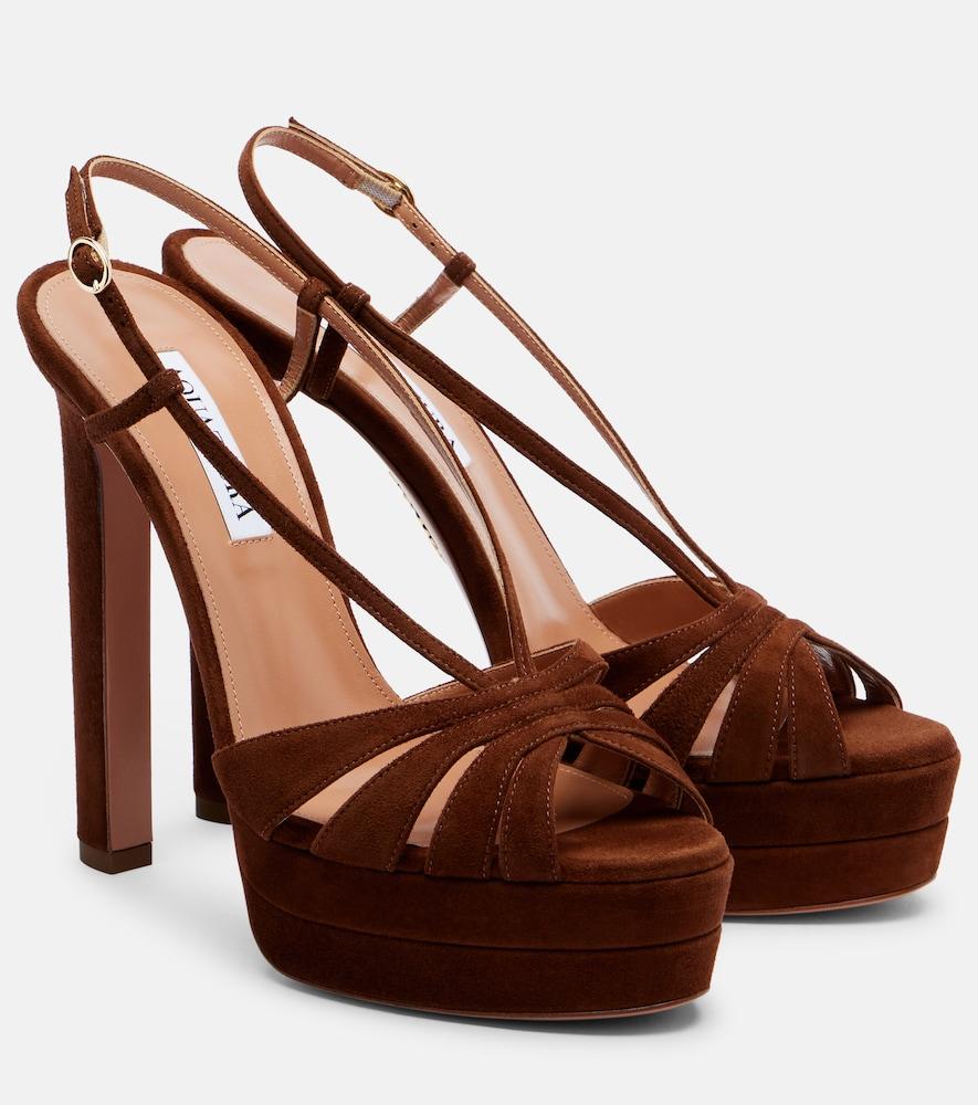 aquazzura aimée 130 suede platform sandals