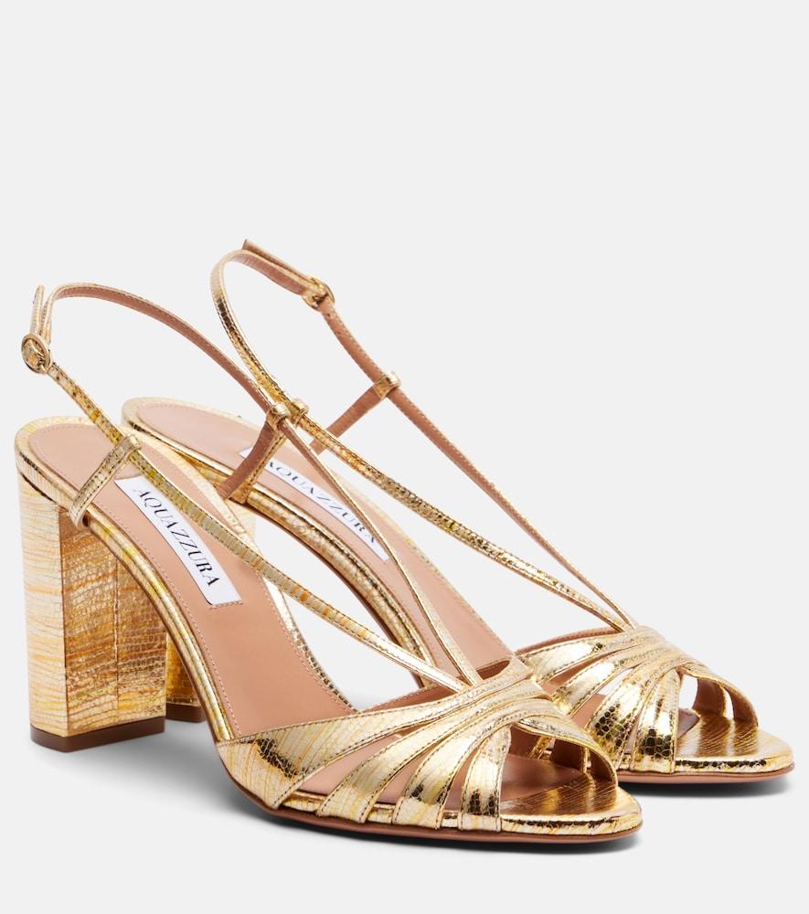aquazzura aimée 85 metallic leather sandals