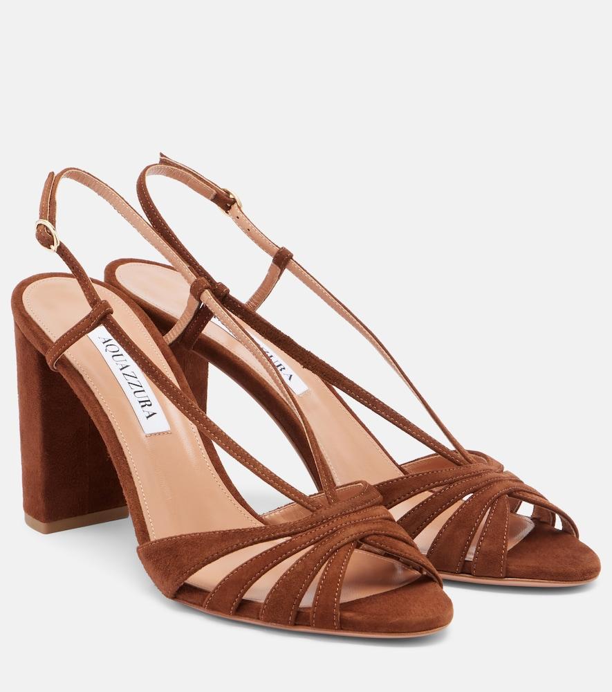 aquazzura aimée 85 suede sandals