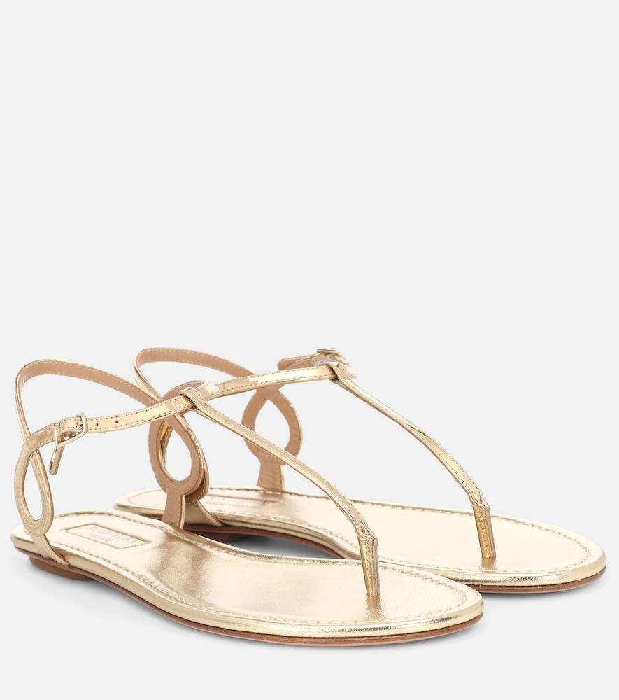 aquazzura almost bare metallic leather sandals