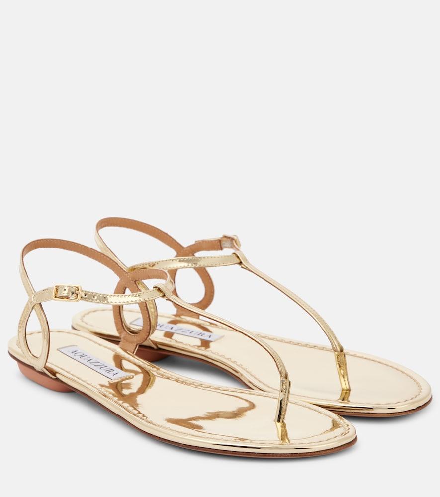 aquazzura almost bare metallic leather thong sandals