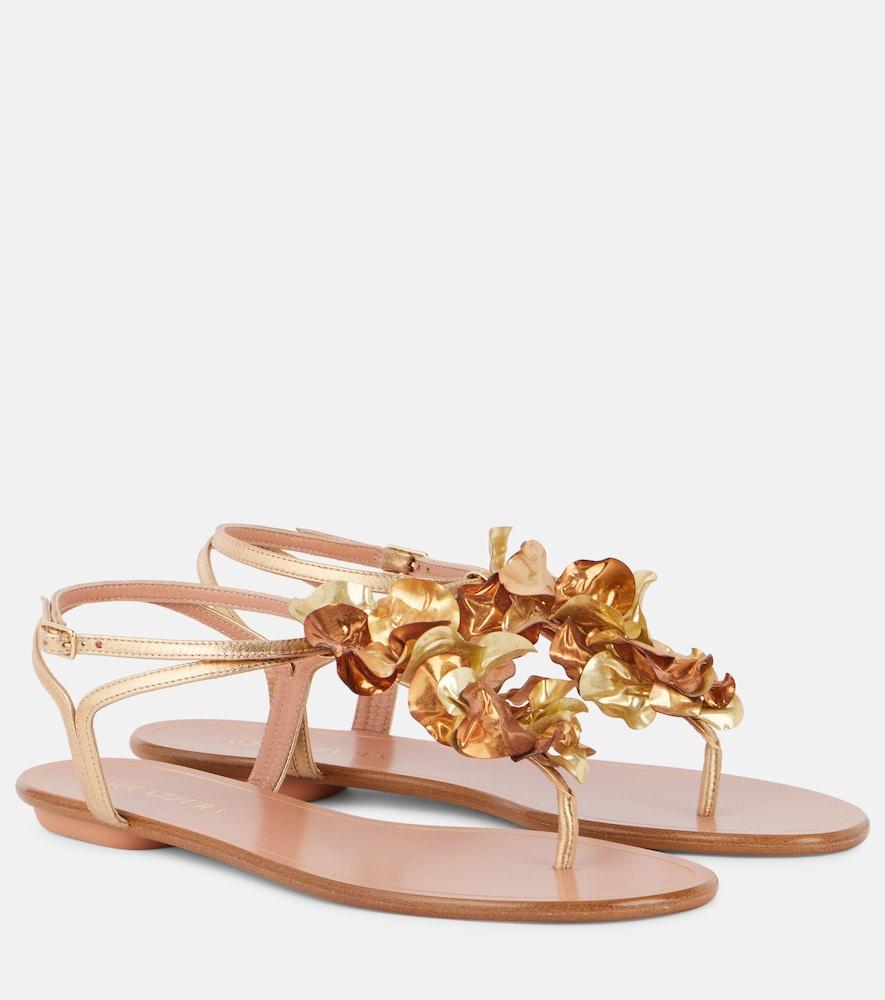 aquazzura appliqué metallic leather sandals