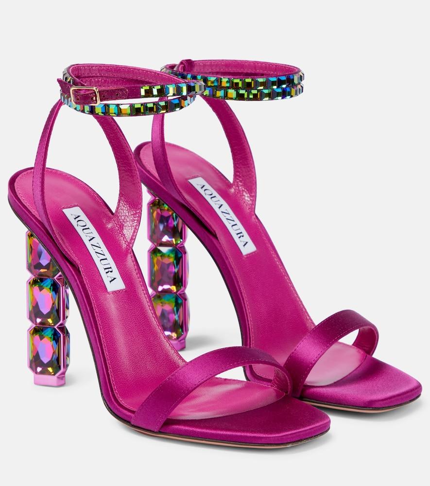 aquazzura aura embellished satin sandals