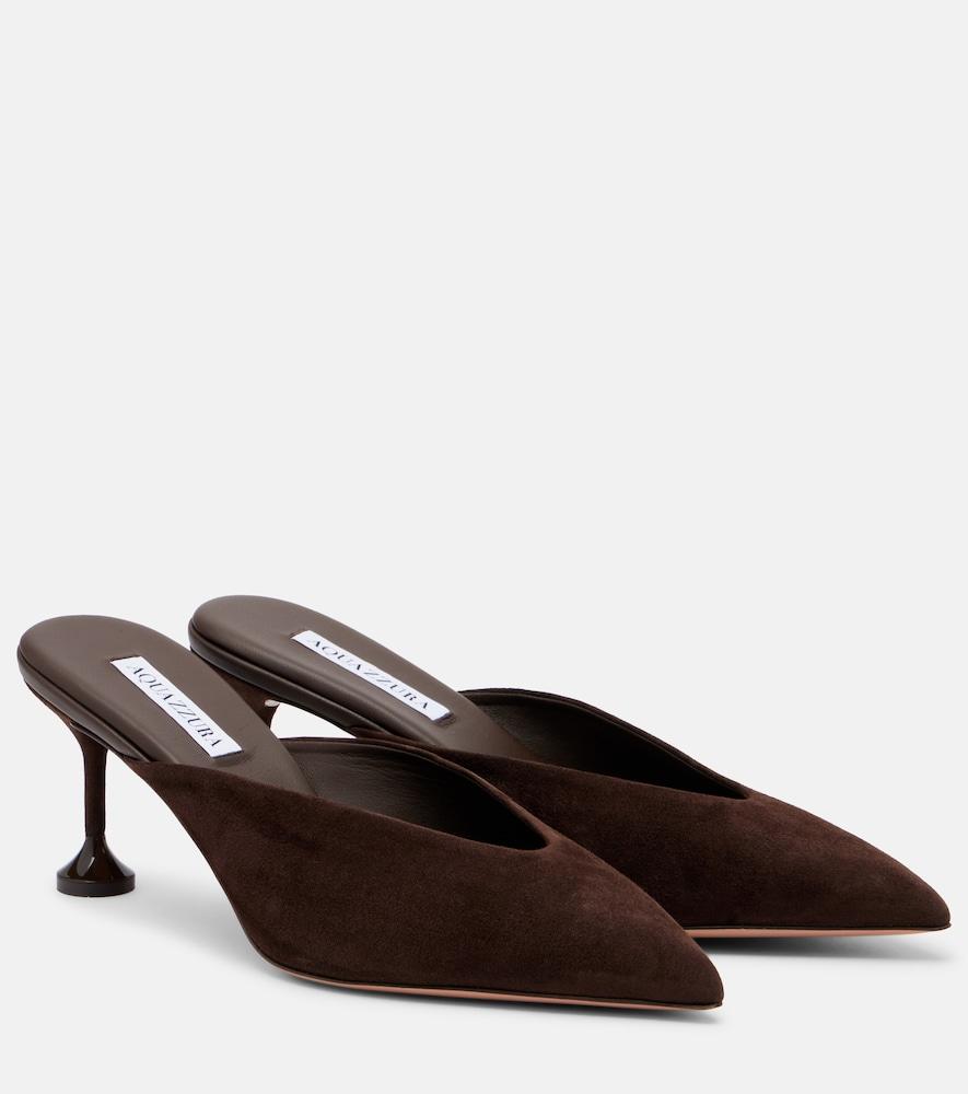 aquazzura bisous 65 suede mules