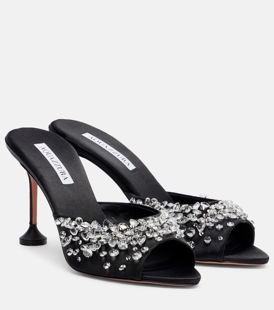 aquazzura bisous 85 embellished satin mules