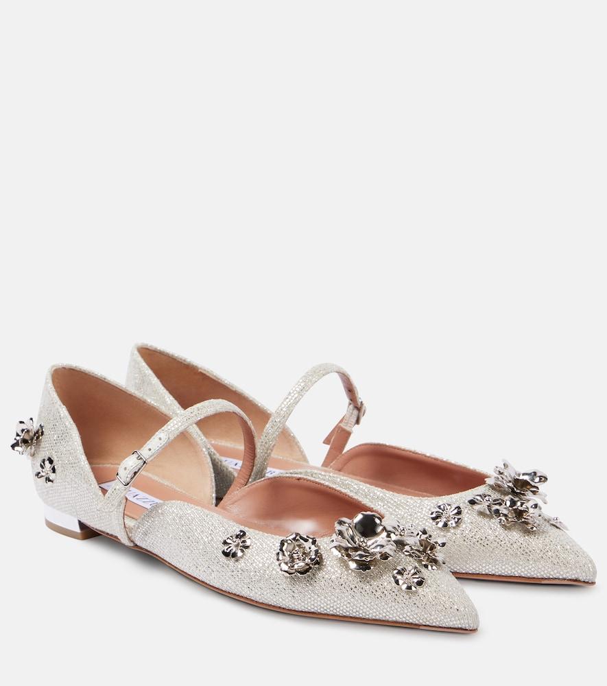 aquazzura bloom embellished ballet flats