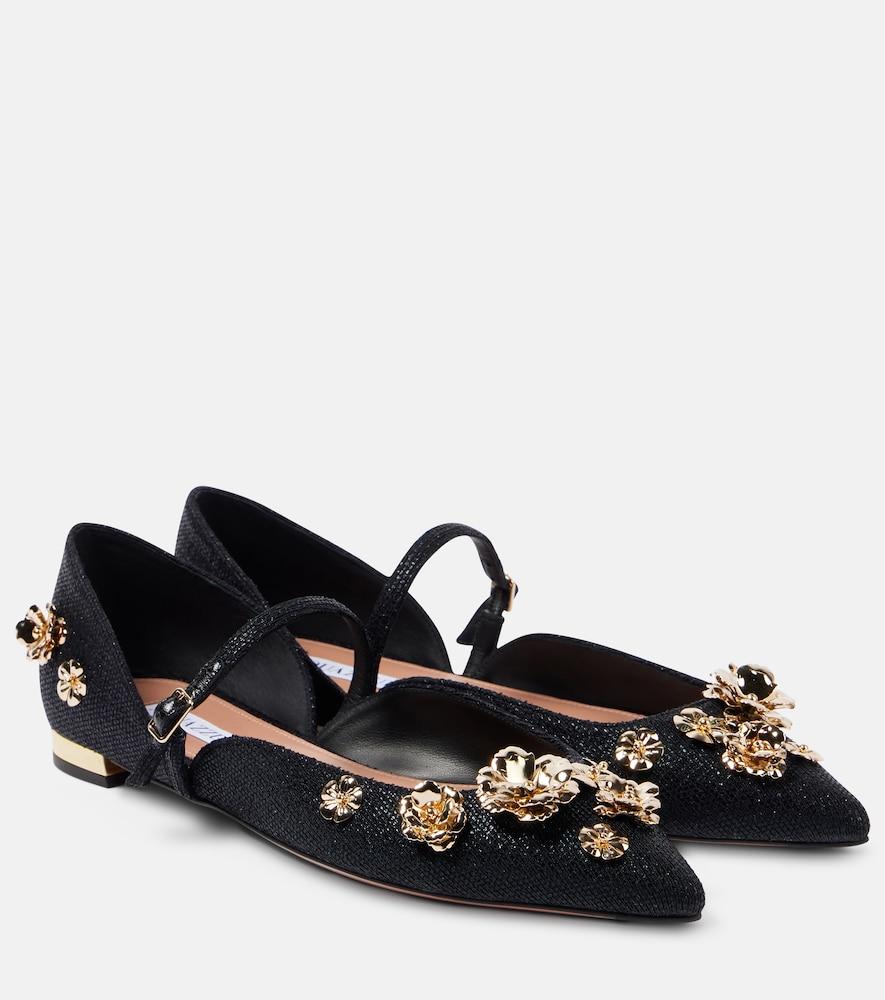 aquazzura bloom embellished ballet flats