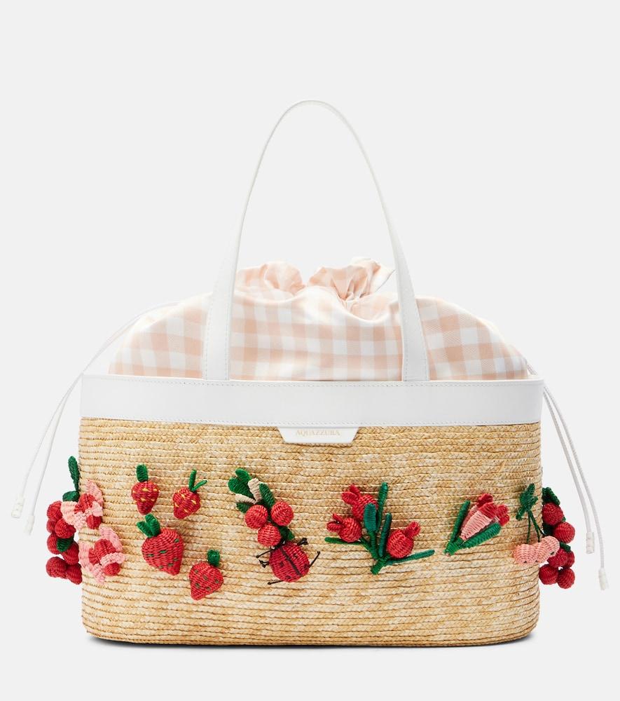 aquazzura botanica medium raffia tote bag