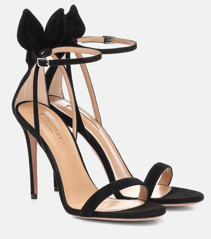 aquazzura bow tie 105 suede sandals