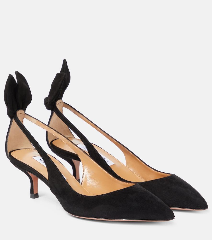 aquazzura bow tie 50 suede pumps