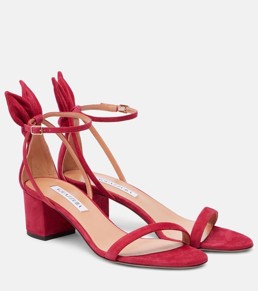aquazzura bow tie 50 suede sandals