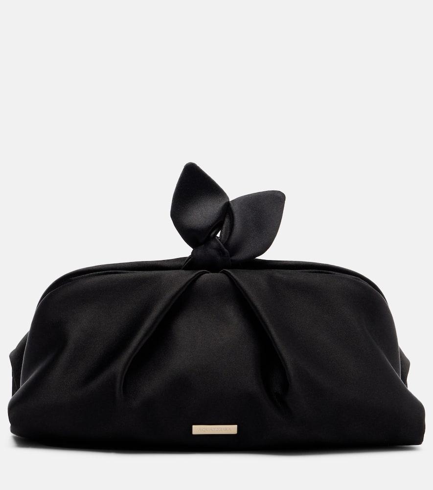 aquazzura bow tie small velvet clutch