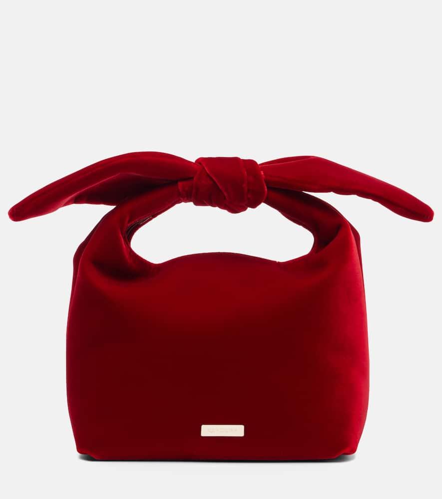 aquazzura bow tie small velvet tote bag
