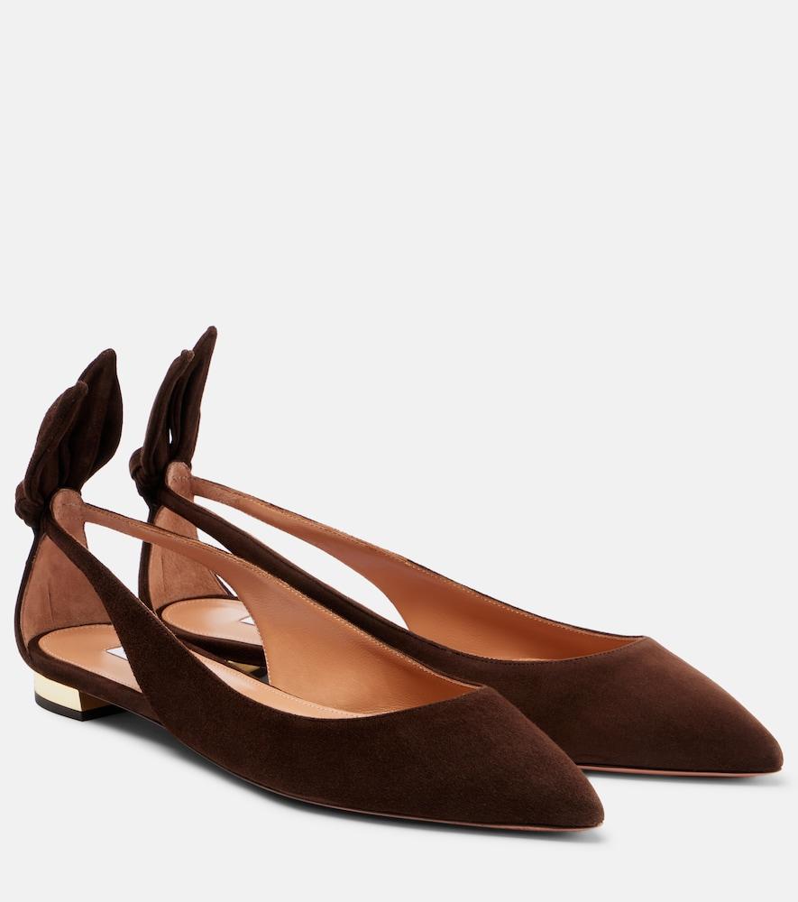 aquazzura bow tie suede ballet flats