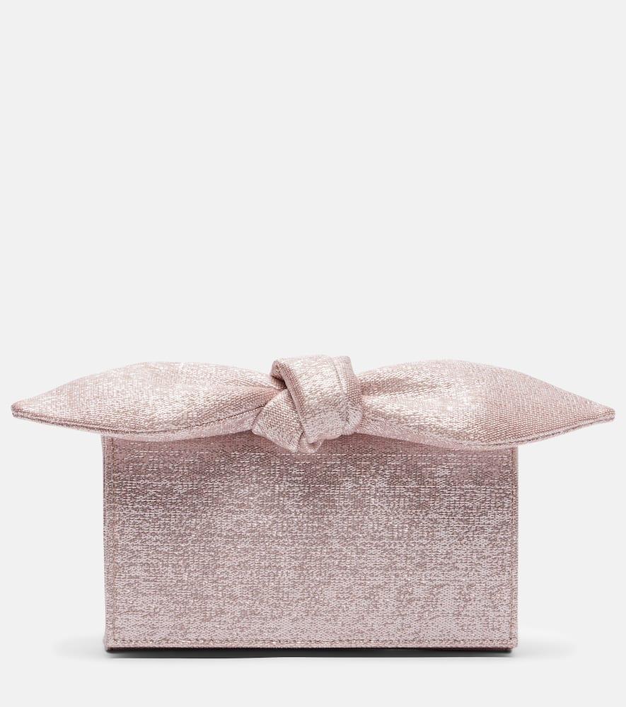 aquazzura bow tie twill clutch