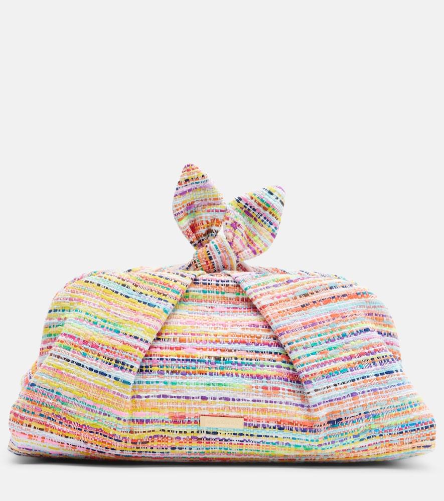 aquazzura bowtie tweed clutch