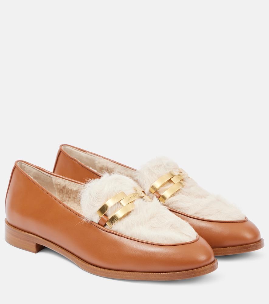 aquazzura brandi shearling loafers
