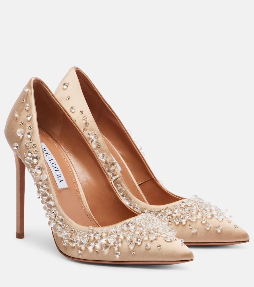 aquazzura constellation embellished satin pumps
