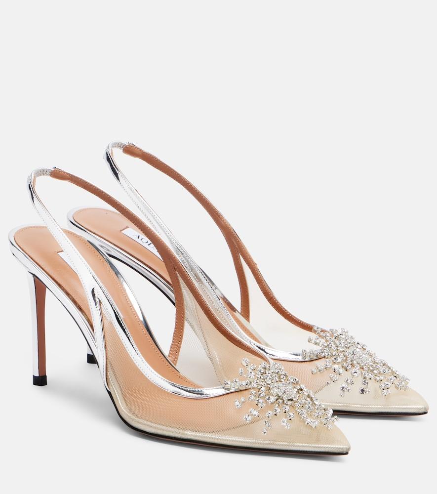 aquazzura crystal firework 85 slingback pumps