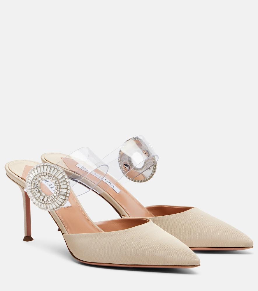 aquazzura crystal hoop embellished pvc mules