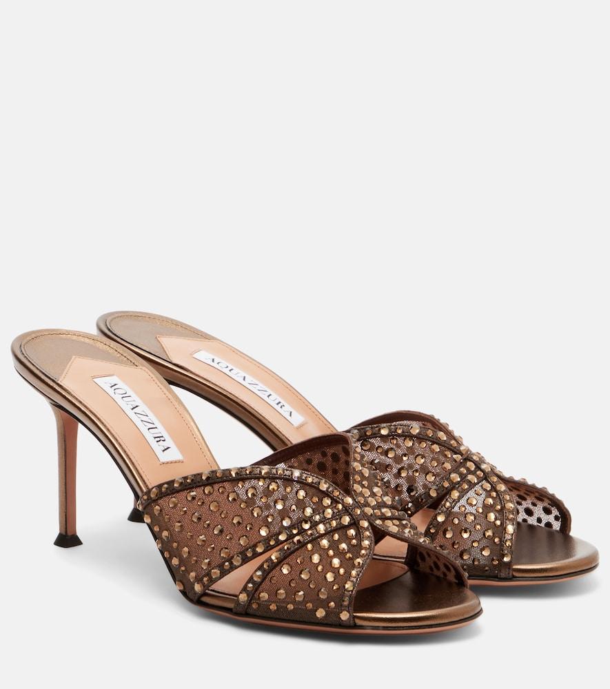 aquazzura crystal lover embellished tulle mules