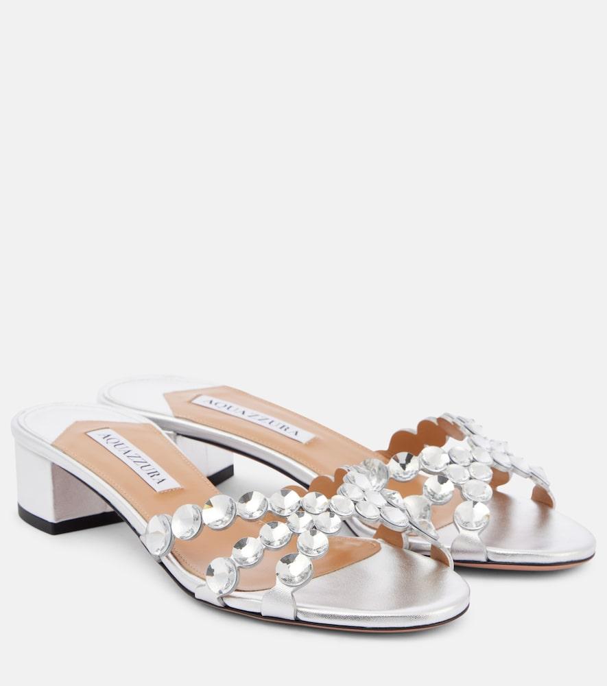 aquazzura crystal mirage embellished leather mules