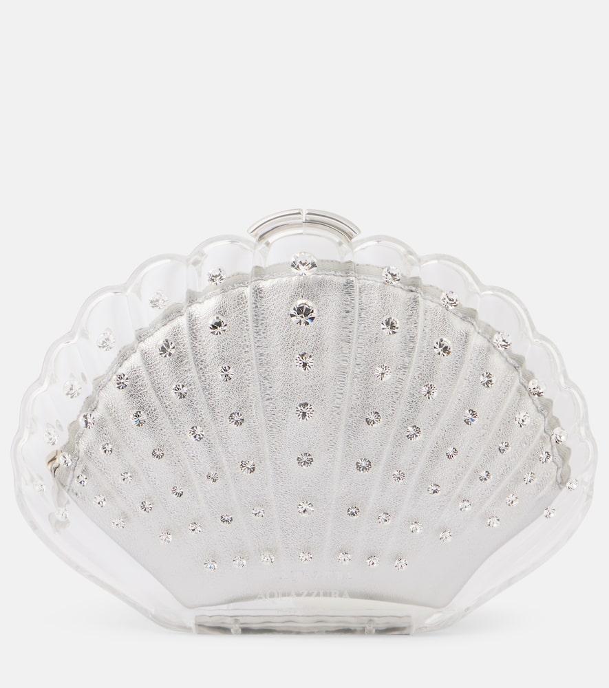 aquazzura crystal shell embellished clutch
