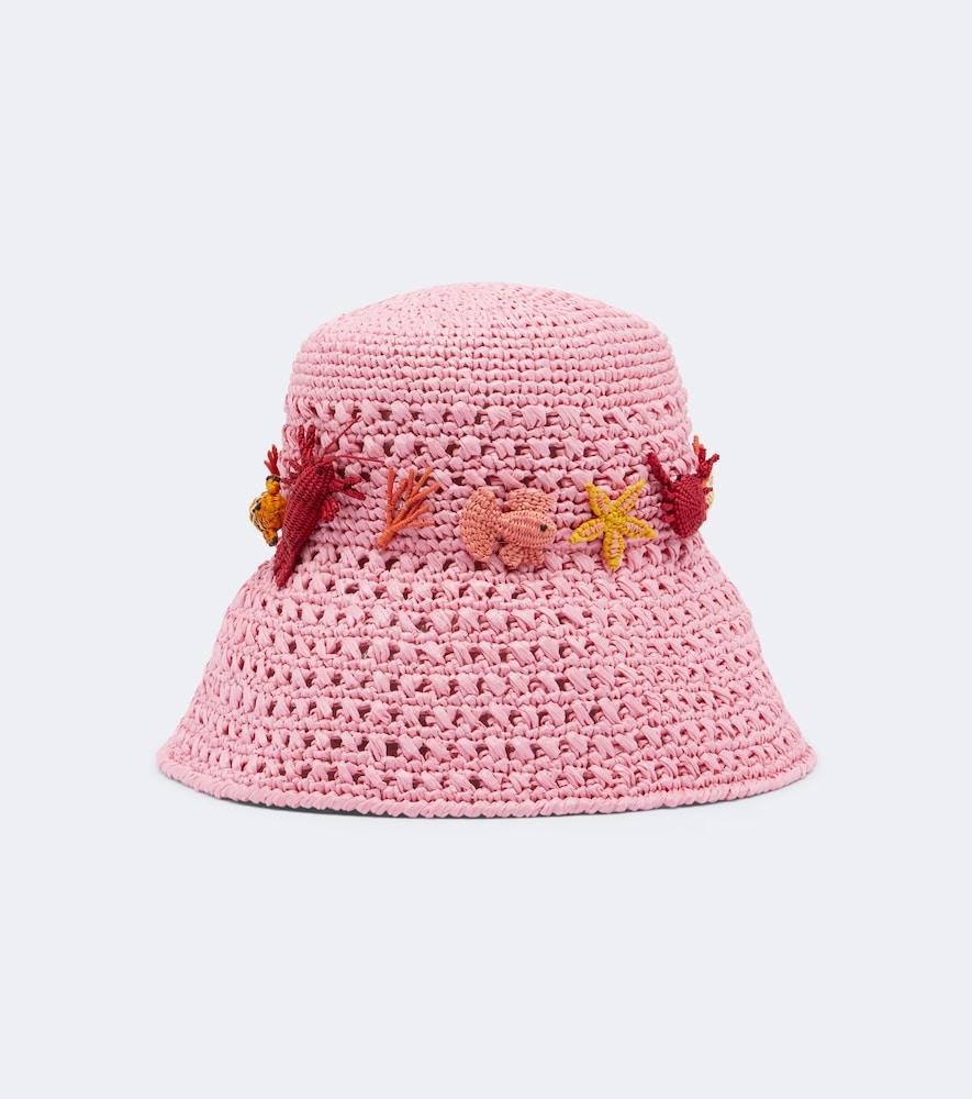 aquazzura embellished crochet bucket hat