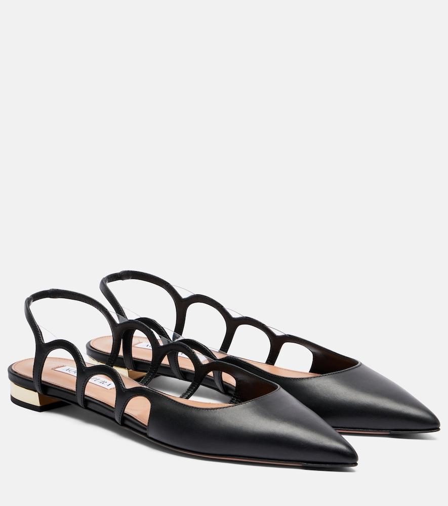 aquazzura endless love leather slingback flats
