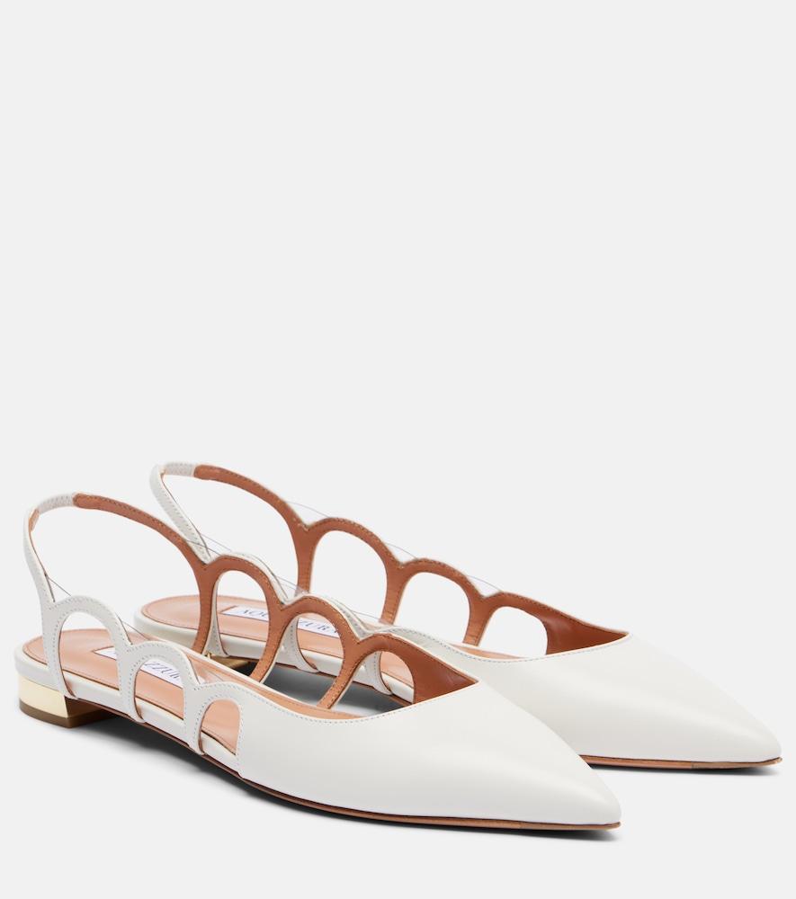 aquazzura endless love leather slingback flats