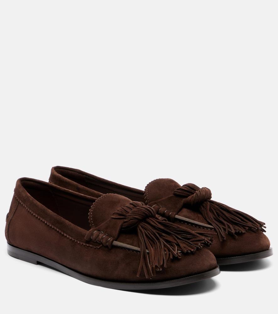 aquazzura freddie suede loafers