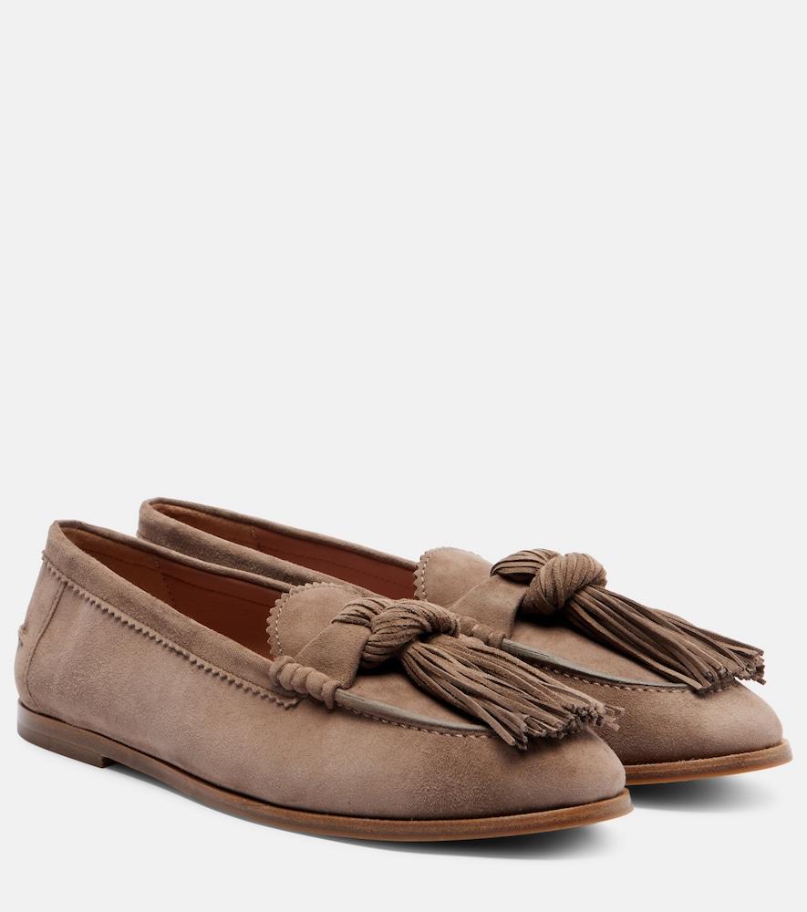 aquazzura freddie suede loafers