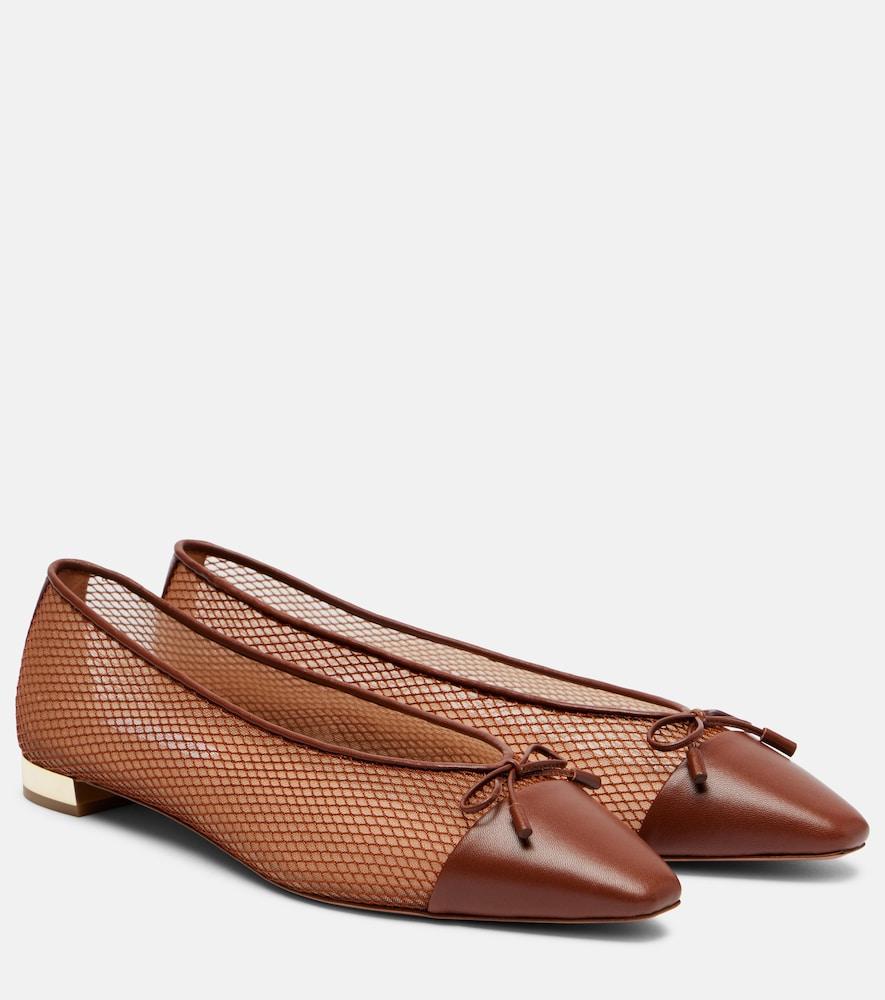 aquazzura gioia mesh and leather ballet flats