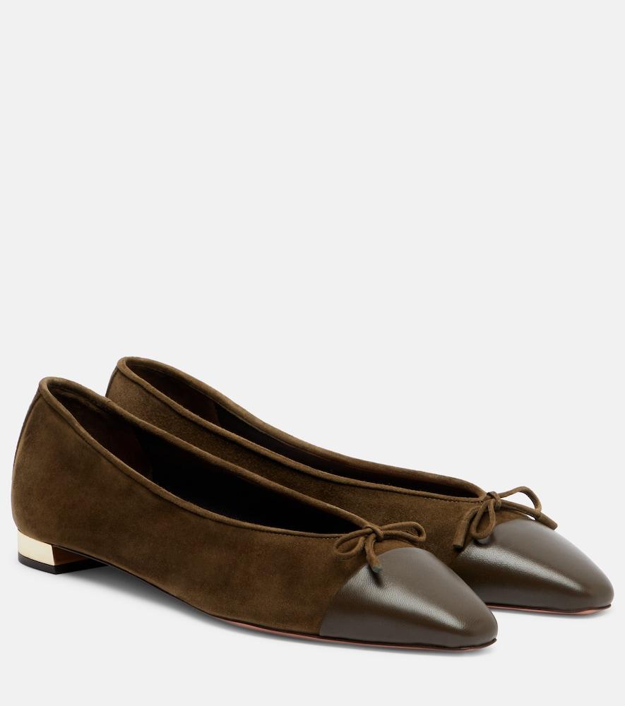 aquazzura gioia suede and leather ballet flats