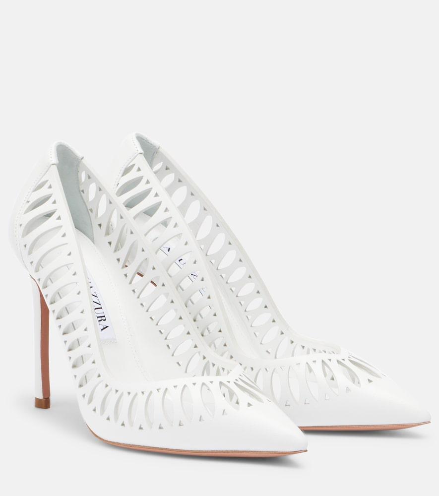 aquazzura gisele perforated leather pumps