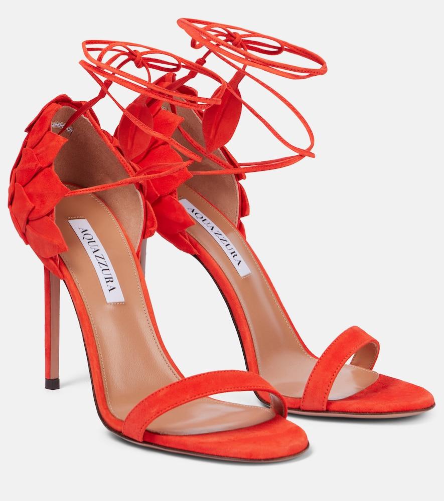 aquazzura hibiscus 105 suede sandals