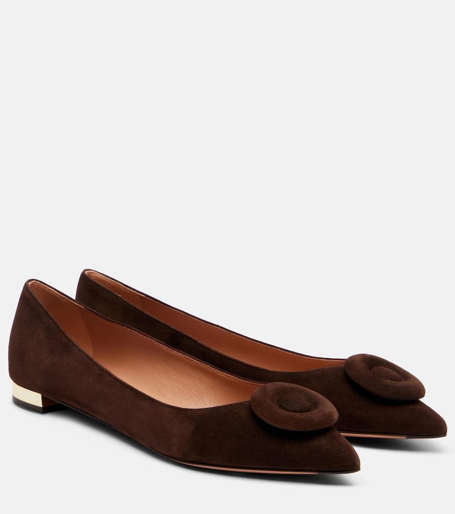 aquazzura hoop suede ballet flats